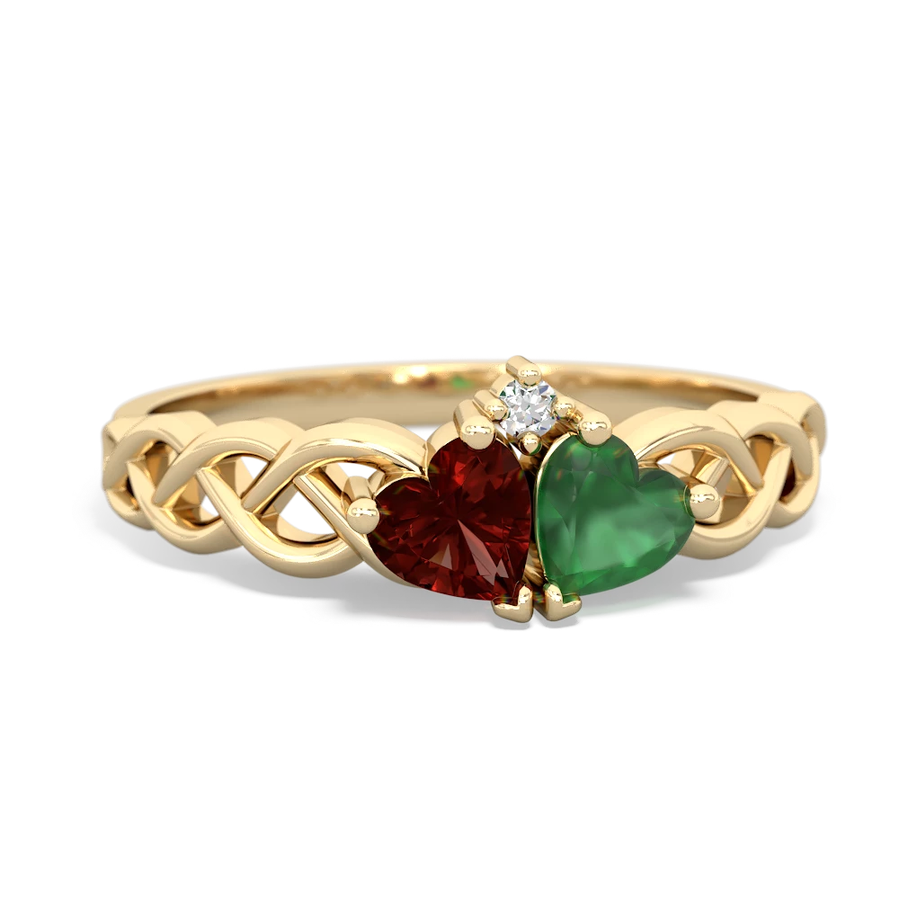 Garnet Heart To Heart Braid 14K Yellow Gold ring R5870