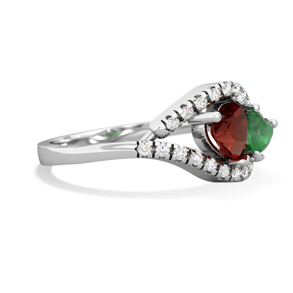 Garnet Mother And Child 14K White Gold ring R3010