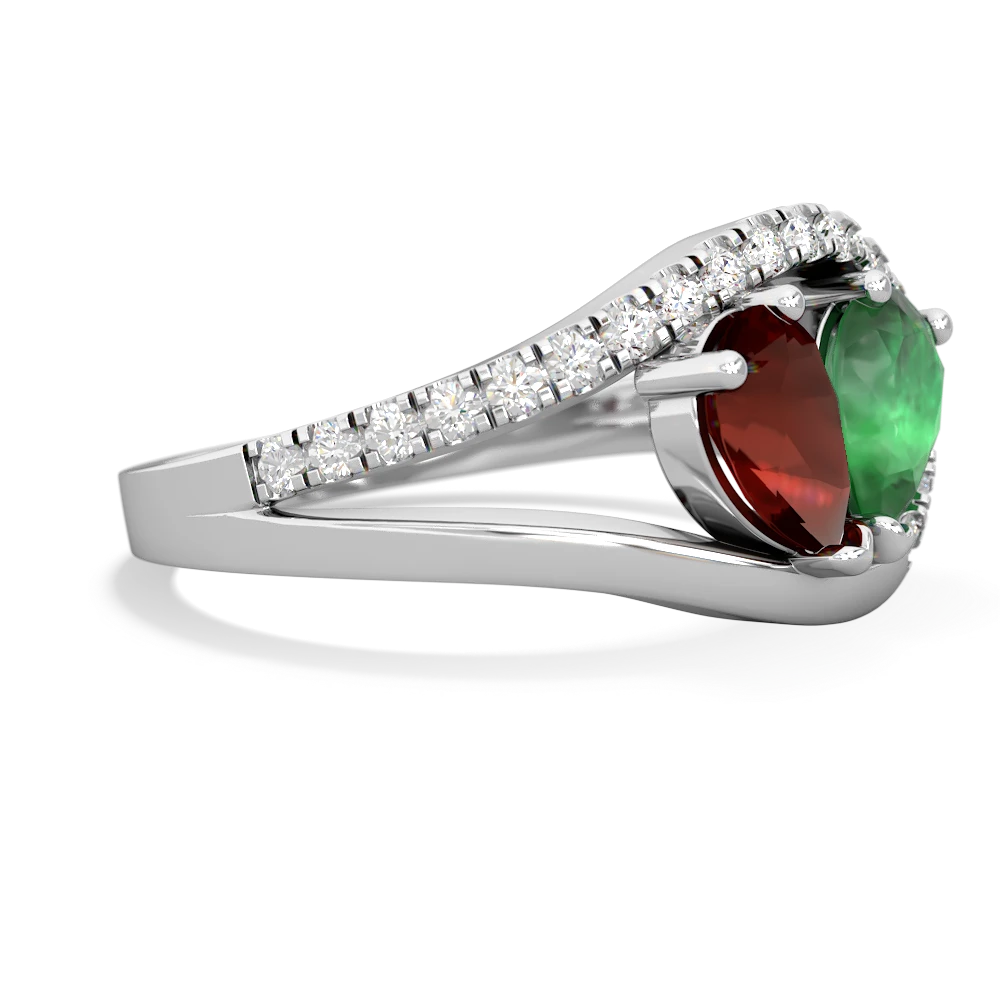 Garnet Nestled Heart Keepsake 14K White Gold ring R5650