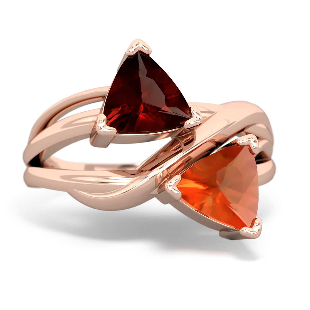 Garnet Split Band Swirl 14K Rose Gold ring R2341