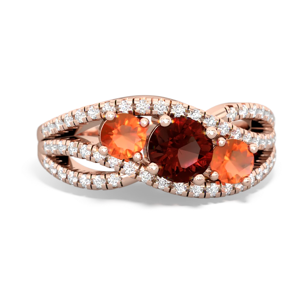 Garnet Three Stone Aurora 14K Rose Gold ring R3080