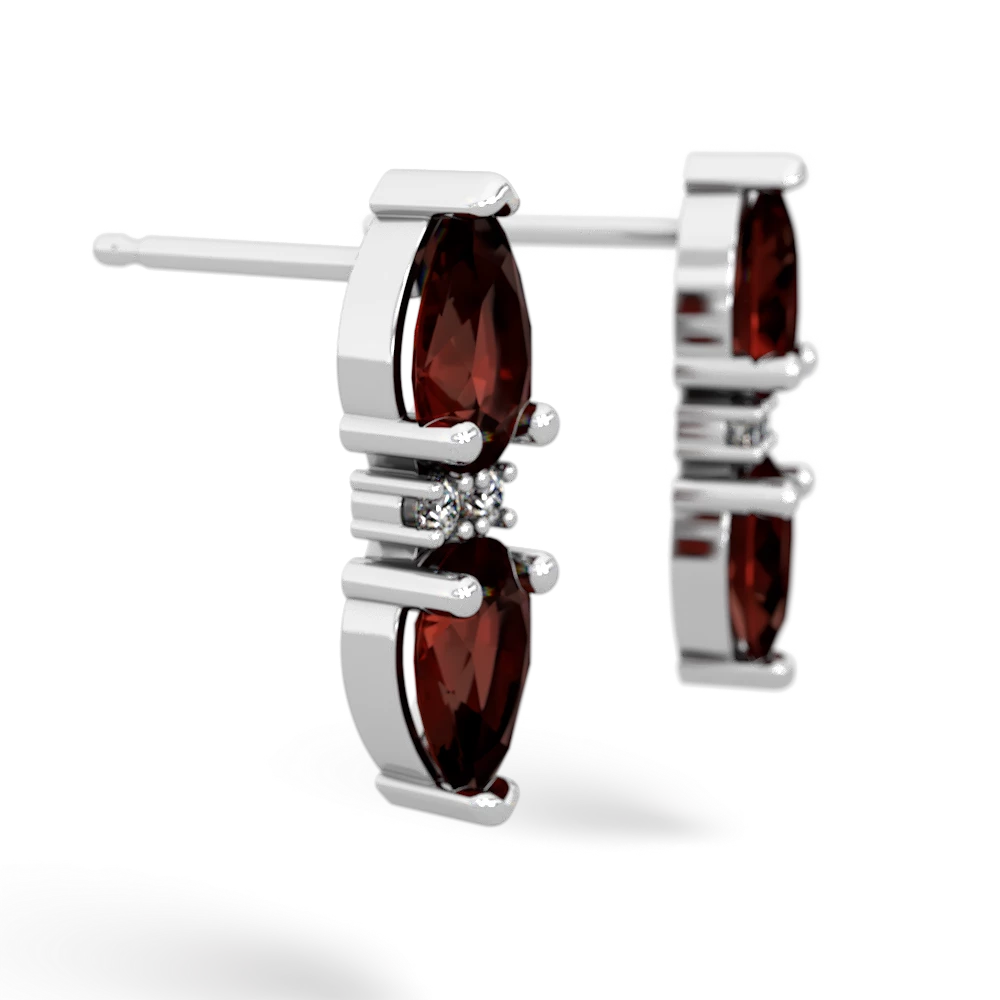 Garnet Bowtie Drop 14K White Gold earrings E0865