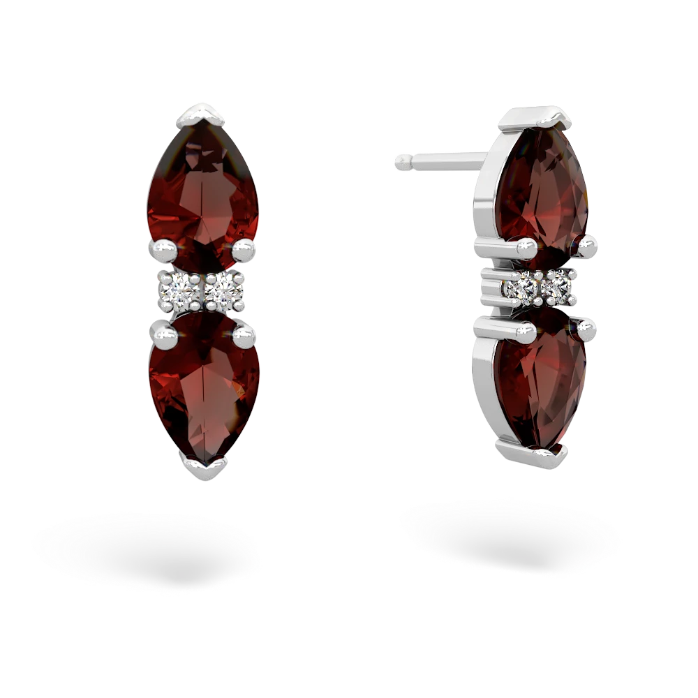 Garnet Bowtie Drop 14K White Gold earrings E0865