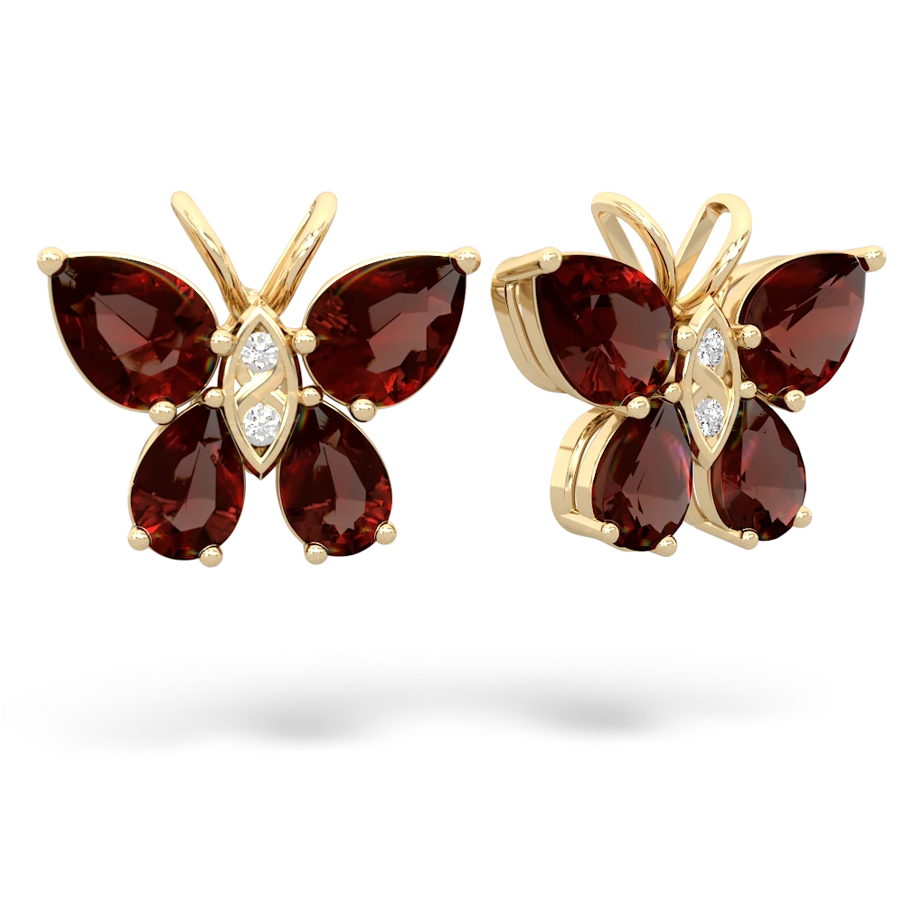 Garnet Butterfly 14K Yellow Gold earrings E2215