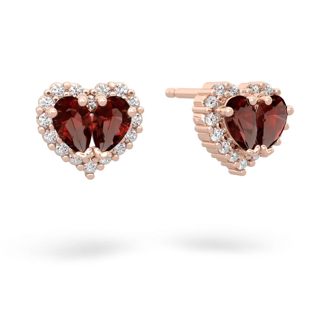 Garnet Halo 14K Rose Gold earrings E7008