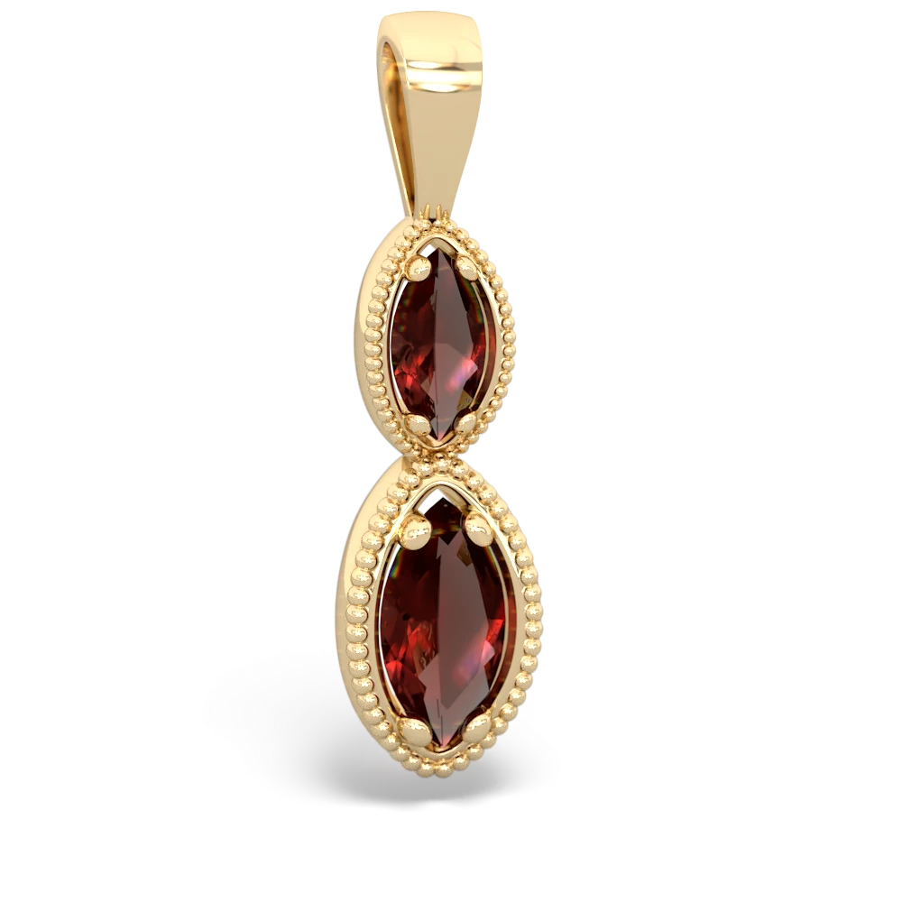 Garnet Antique-Style Halo 14K Yellow Gold pendant P5700