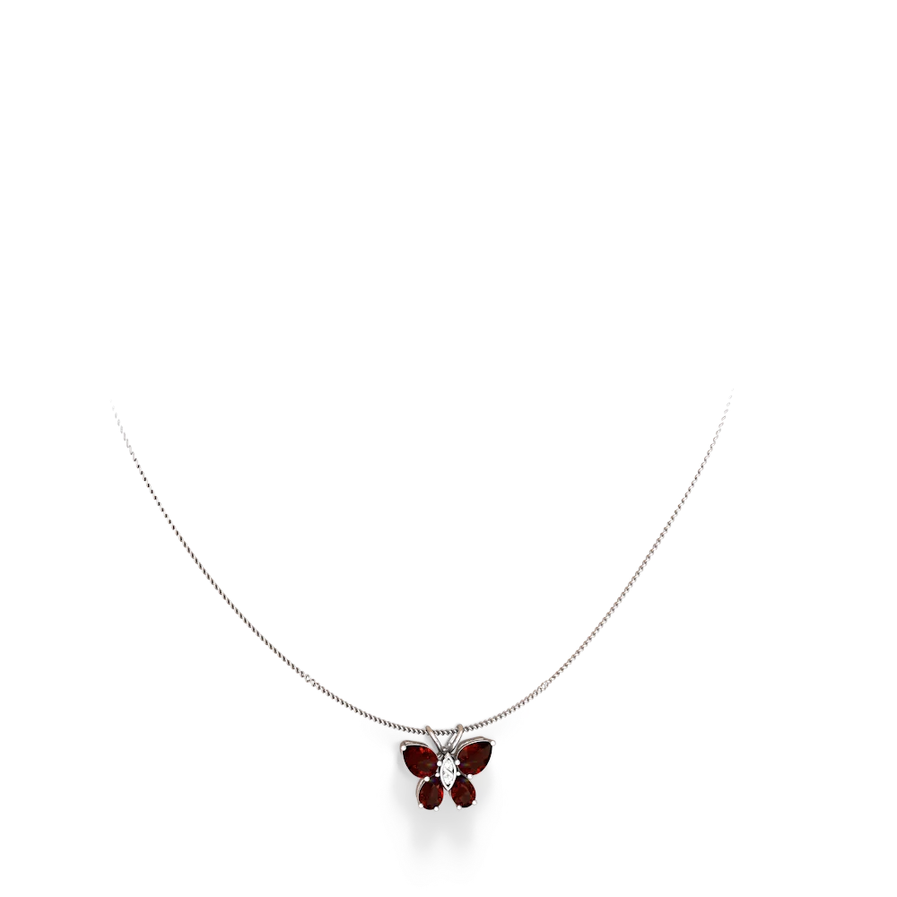 Garnet Butterfly 14K White Gold pendant P2215