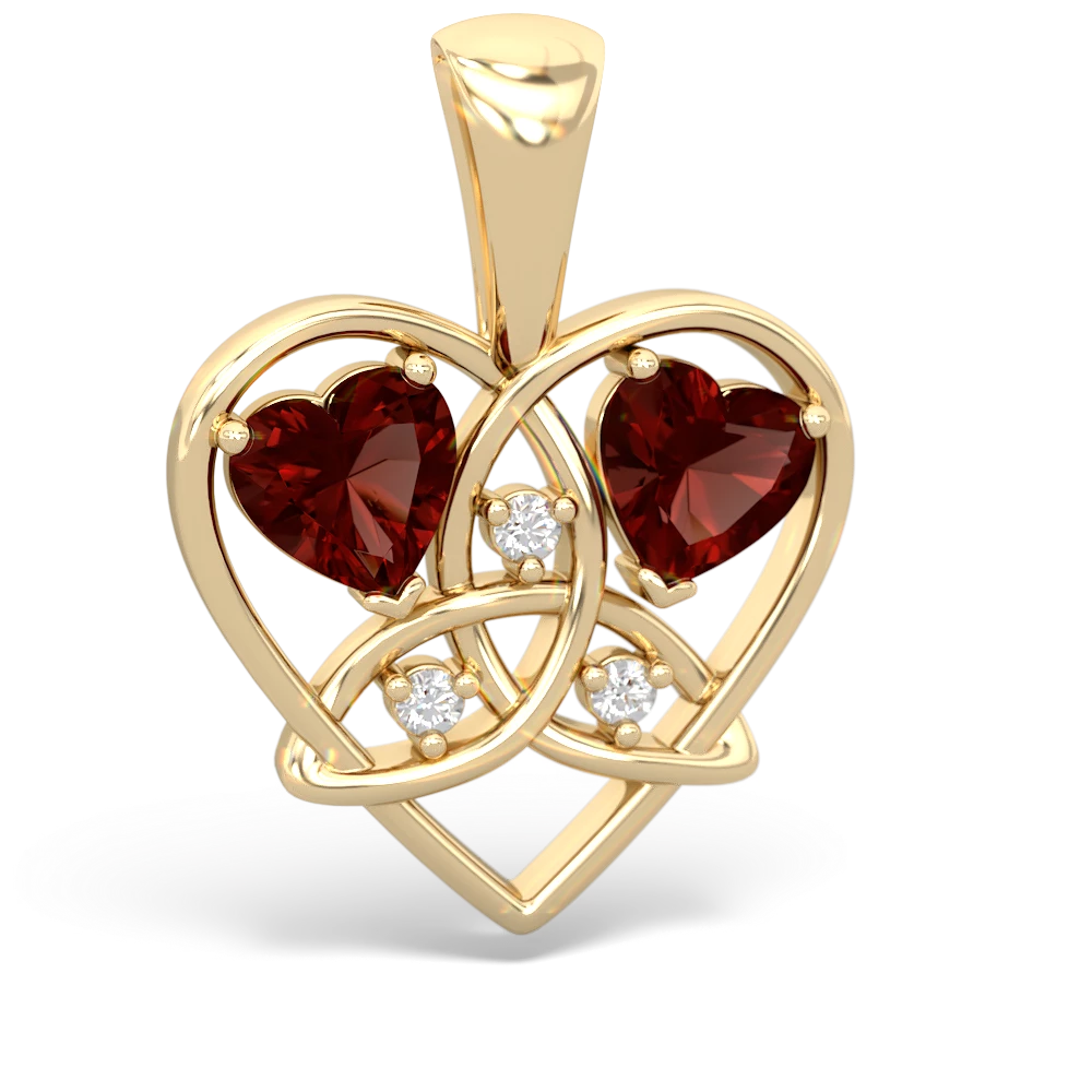 Garnet Celtic Trinity Heart 14K Yellow Gold pendant P5331