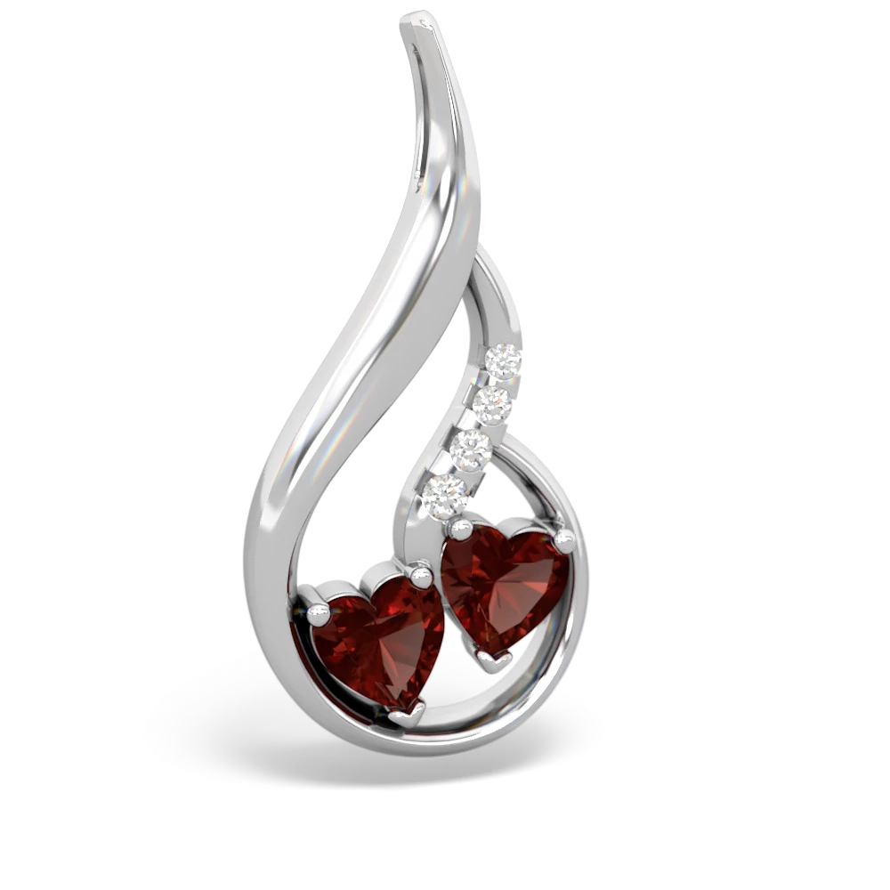 Garnet Keepsake Curves 14K White Gold pendant P5450