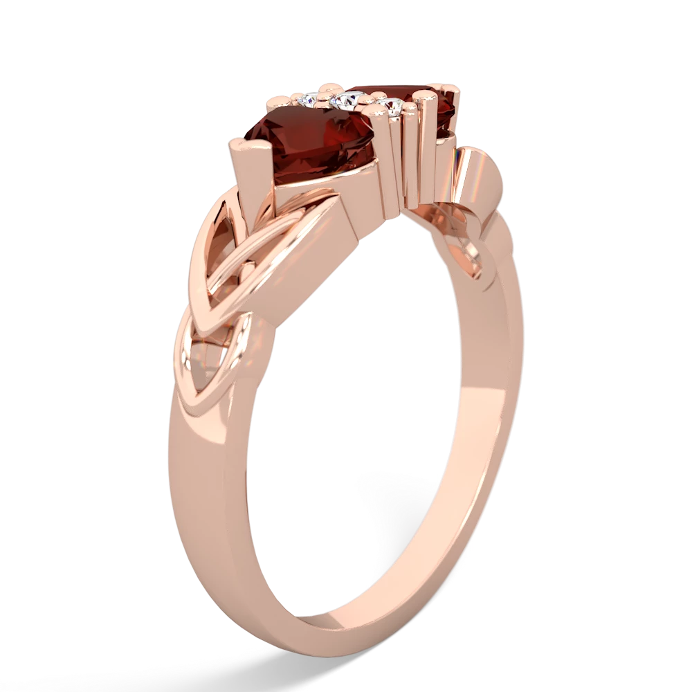 Garnet Celtic Knot Double Heart 14K Rose Gold ring R5040