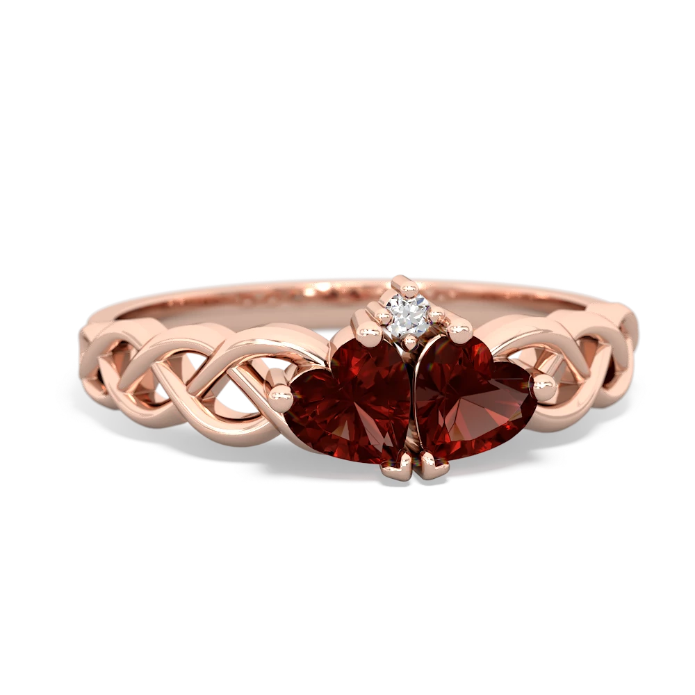 Garnet Heart To Heart Braid 14K Rose Gold ring R5870