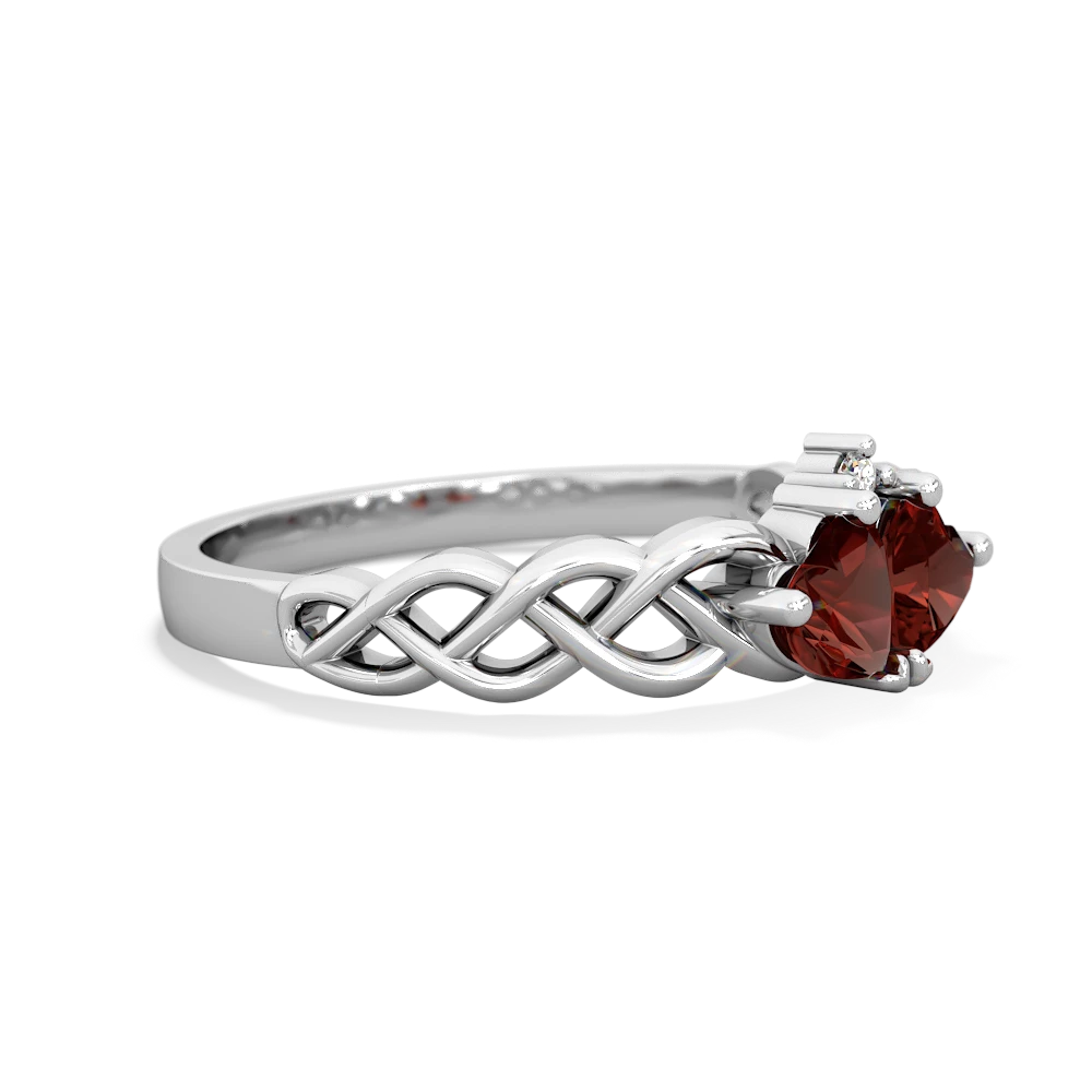 Garnet Heart To Heart Braid 14K White Gold ring R5870