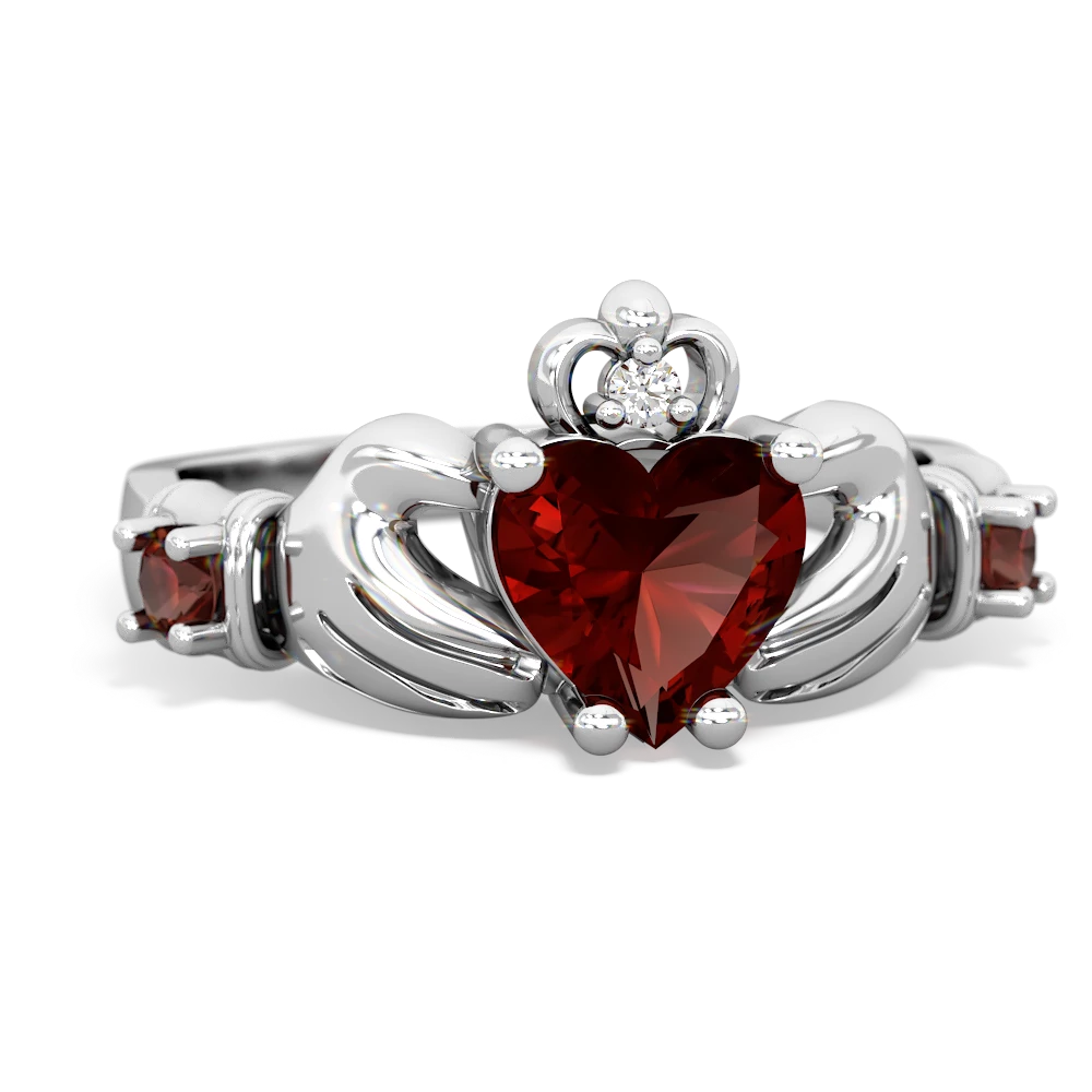 Lab Ruby Claddagh Keepsake 14K White Gold ring R5245