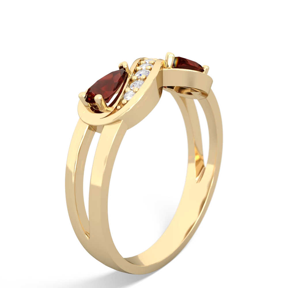 Garnet Diamond Infinity 14K Yellow Gold ring R5390