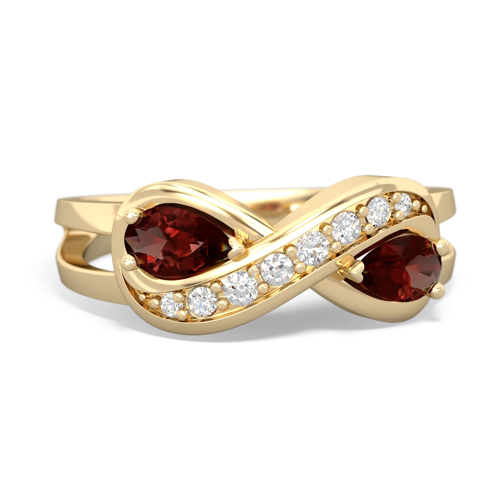 Garnet Diamond Infinity 14K Yellow Gold ring R5390