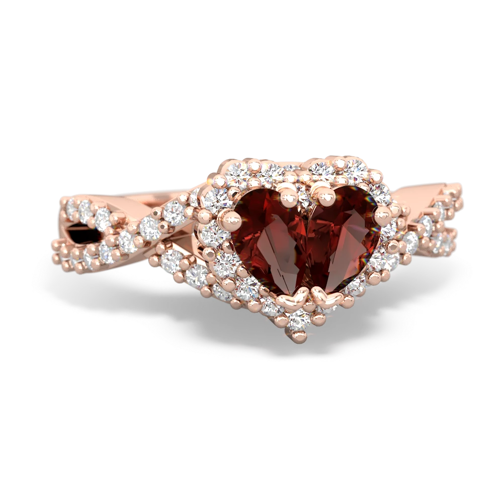 Garnet Diamond Twist 'One Heart' 14K Rose Gold ring R2640HRT