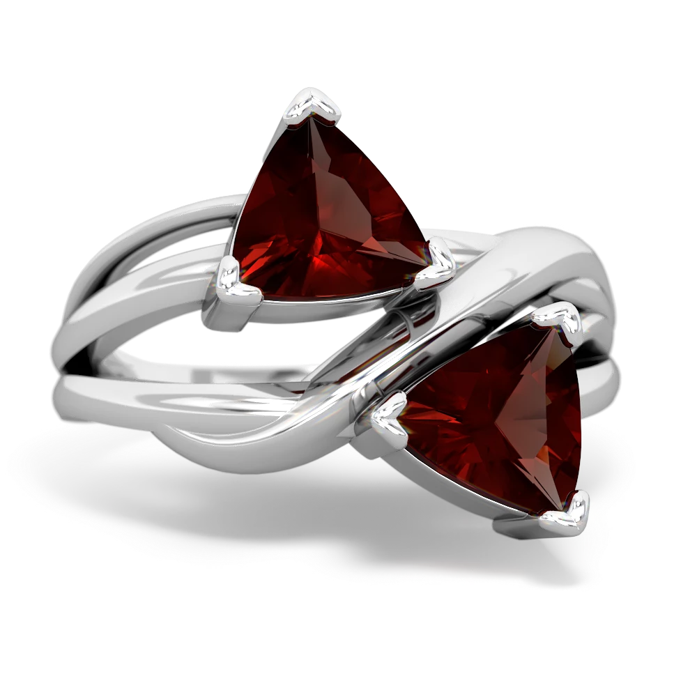 Garnet Split Band Swirl 14K White Gold ring R2341