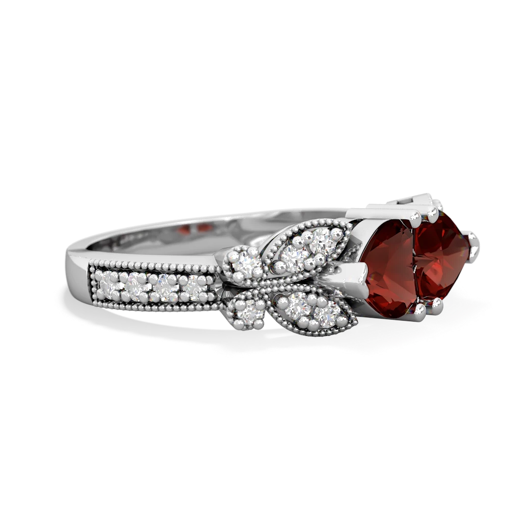 Garnet Diamond Butterflies 14K White Gold ring R5601