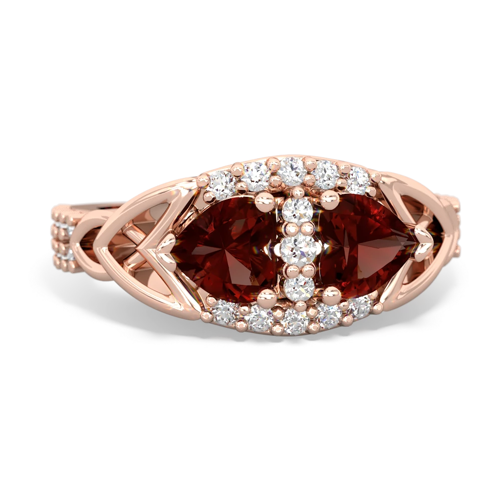 Garnet Sparkling Celtic Knot 14K Rose Gold ring R2645