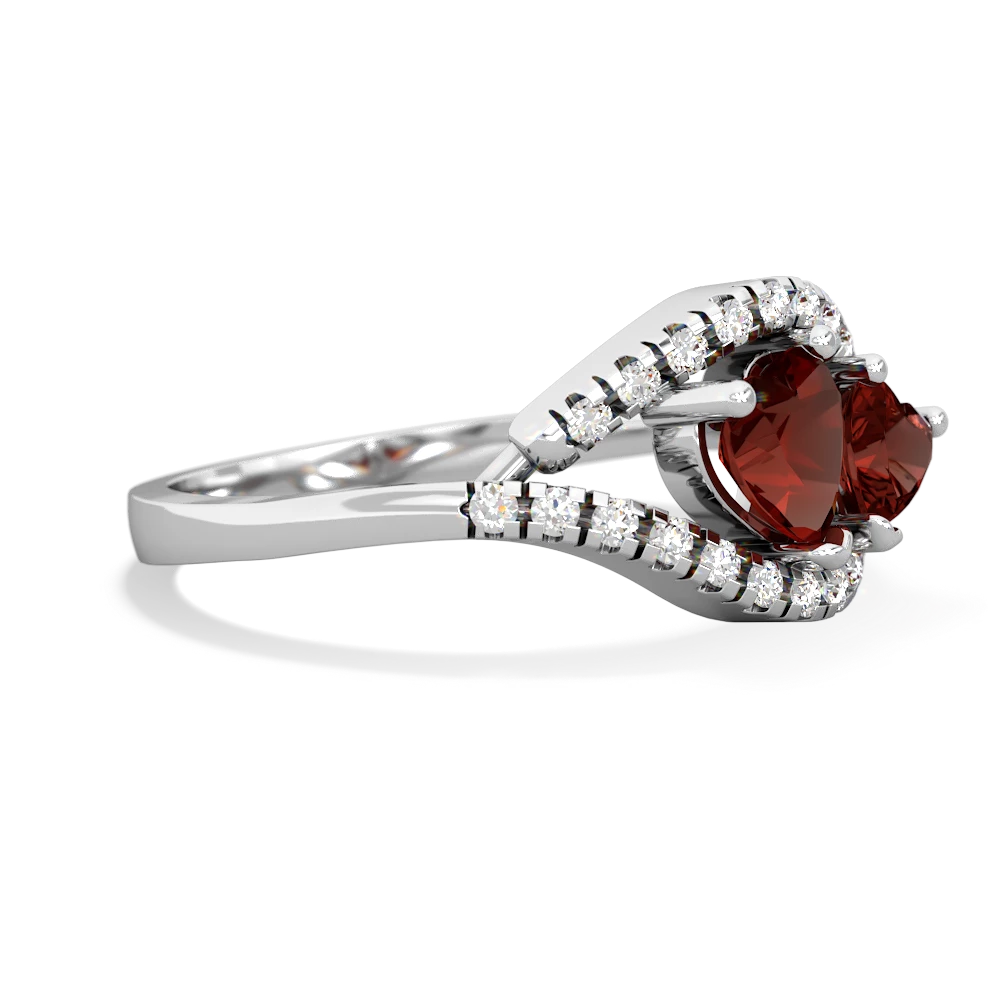 Garnet Mother And Child 14K White Gold ring R3010