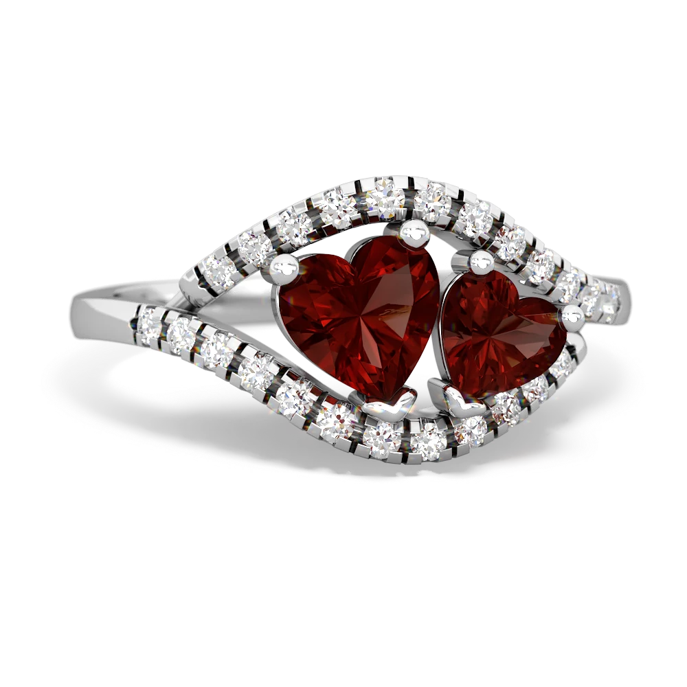 Garnet Mother And Child 14K White Gold ring R3010