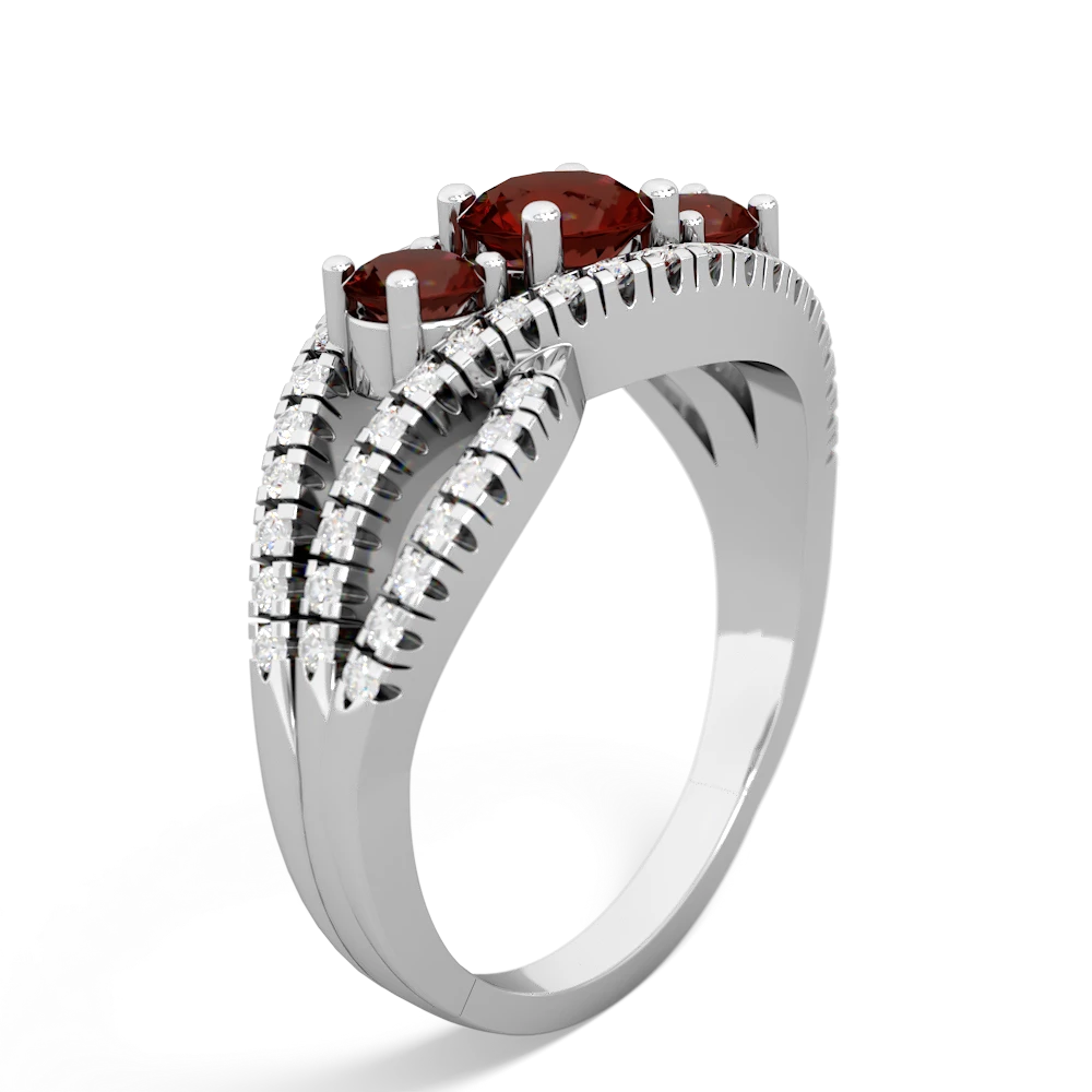 Garnet Three Stone Aurora 14K White Gold ring R3080