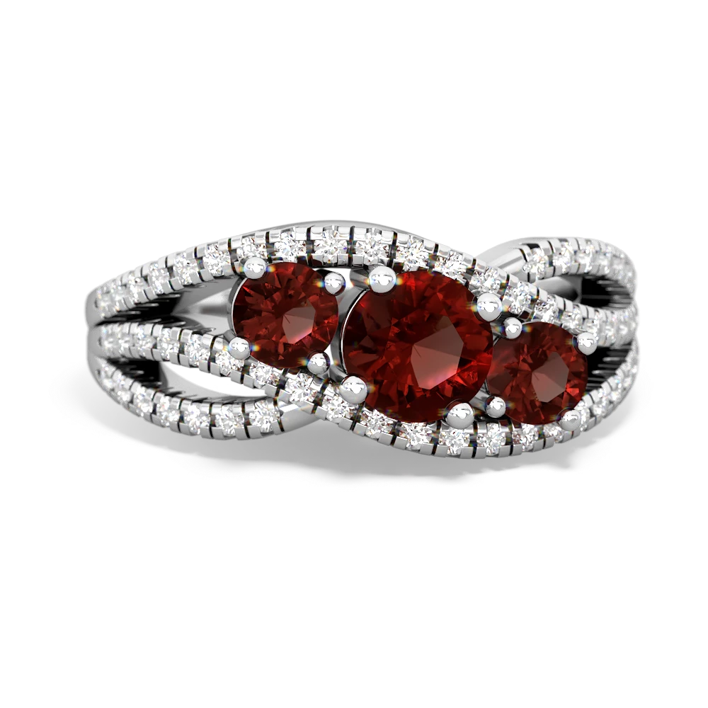 Lab Ruby Three Stone Aurora 14K White Gold ring R3080