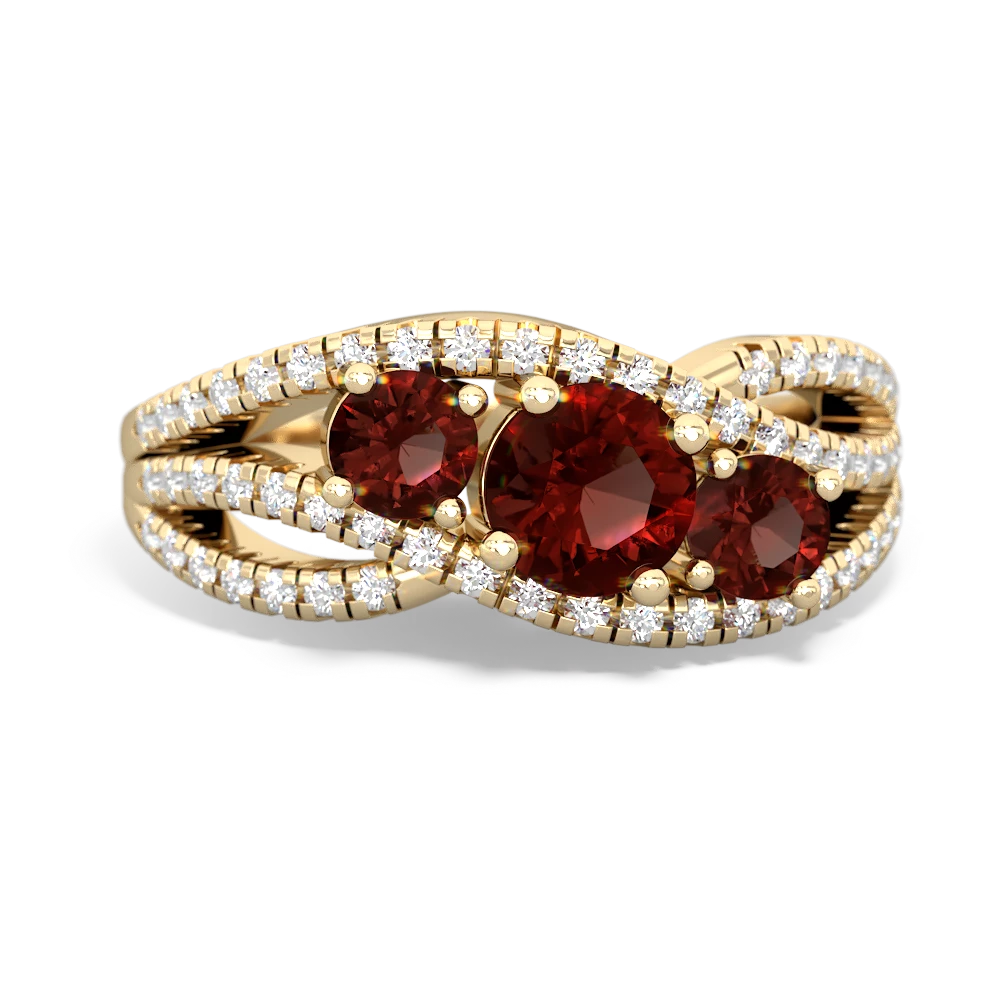 Garnet Three Stone Aurora 14K Yellow Gold ring R3080