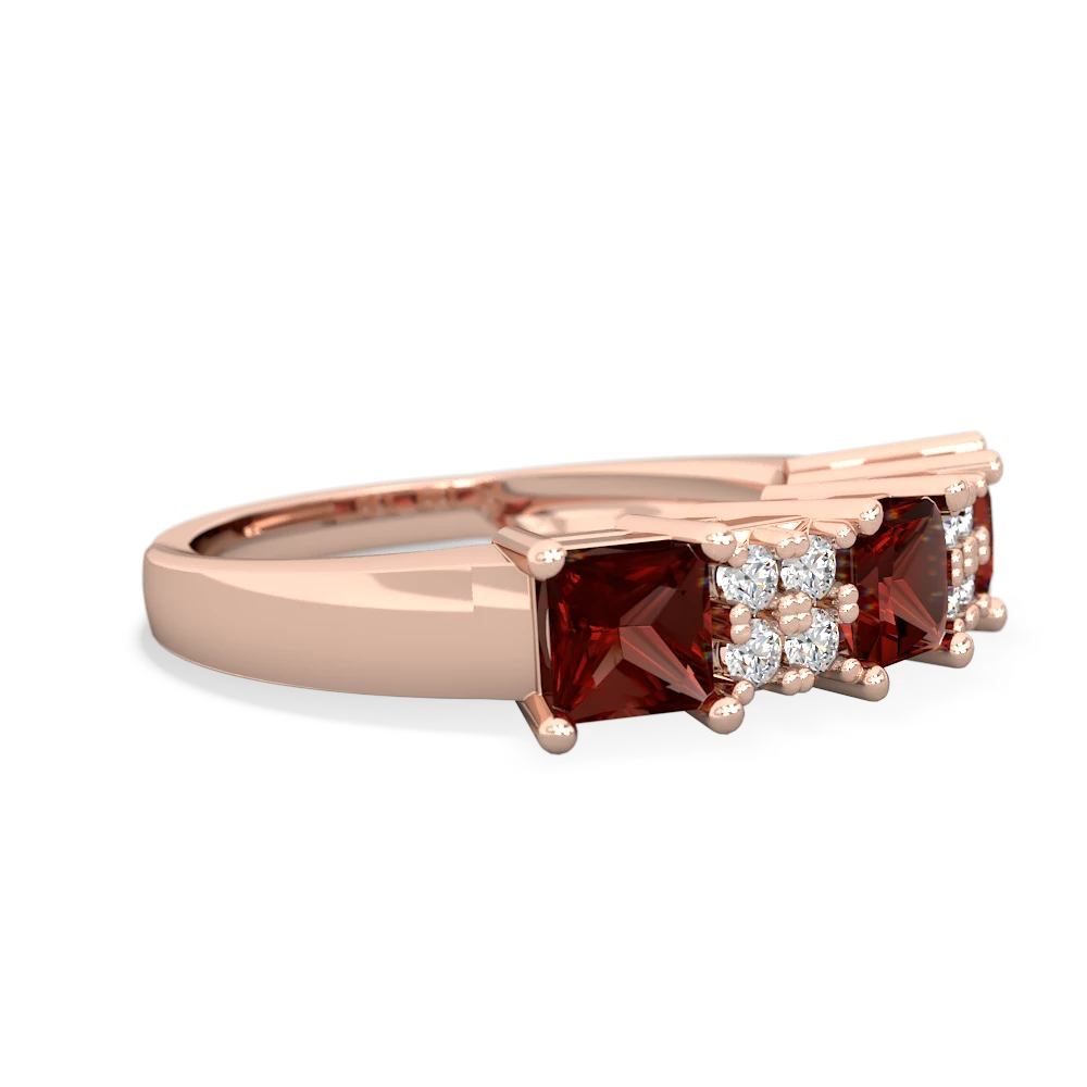 Garnet Three Stone Diamond Cluster 14K Rose Gold ring R2592