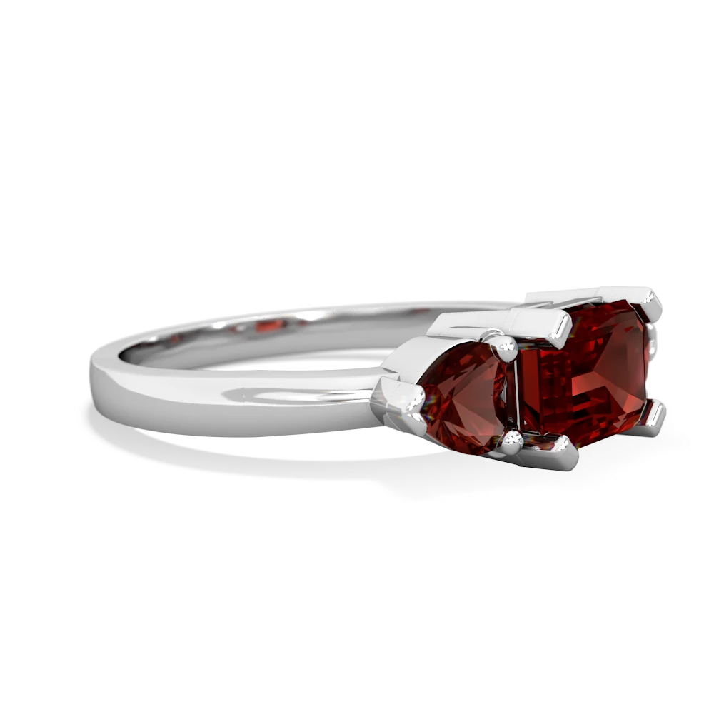 Garnet Three Stone 14K White Gold ring R5235