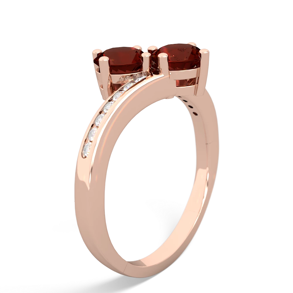 Garnet Channel Set Two Stone 14K Rose Gold ring R5303