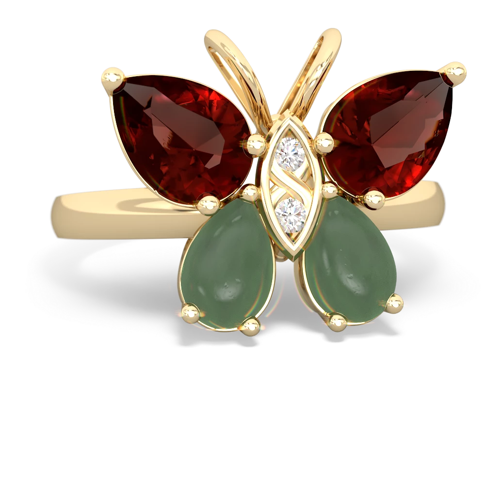 Garnet Butterfly 14K Yellow Gold ring R2215