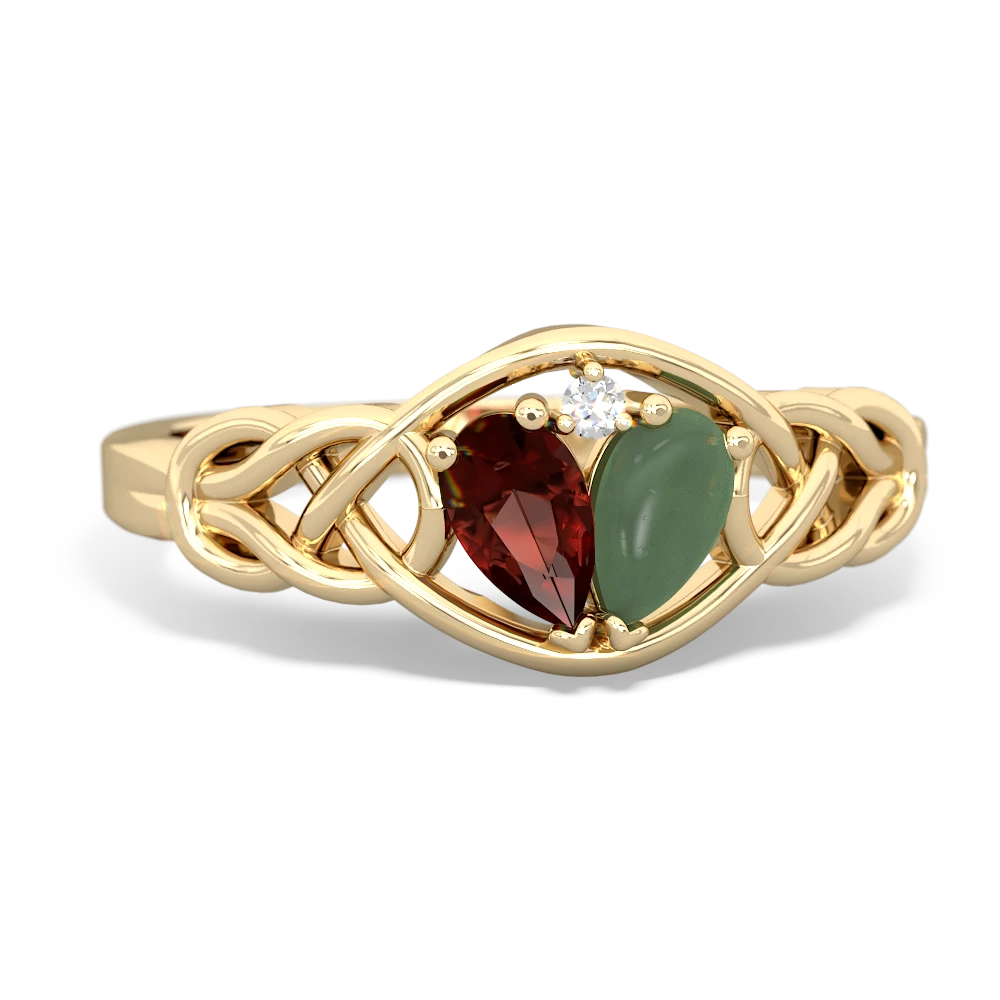 Garnet Celtic Love Knot 14K Yellow Gold ring R5420