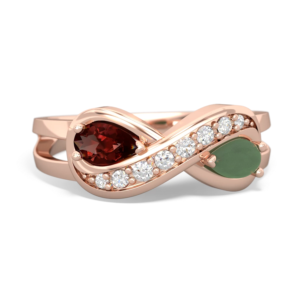 Garnet Diamond Infinity 14K Rose Gold ring R5390