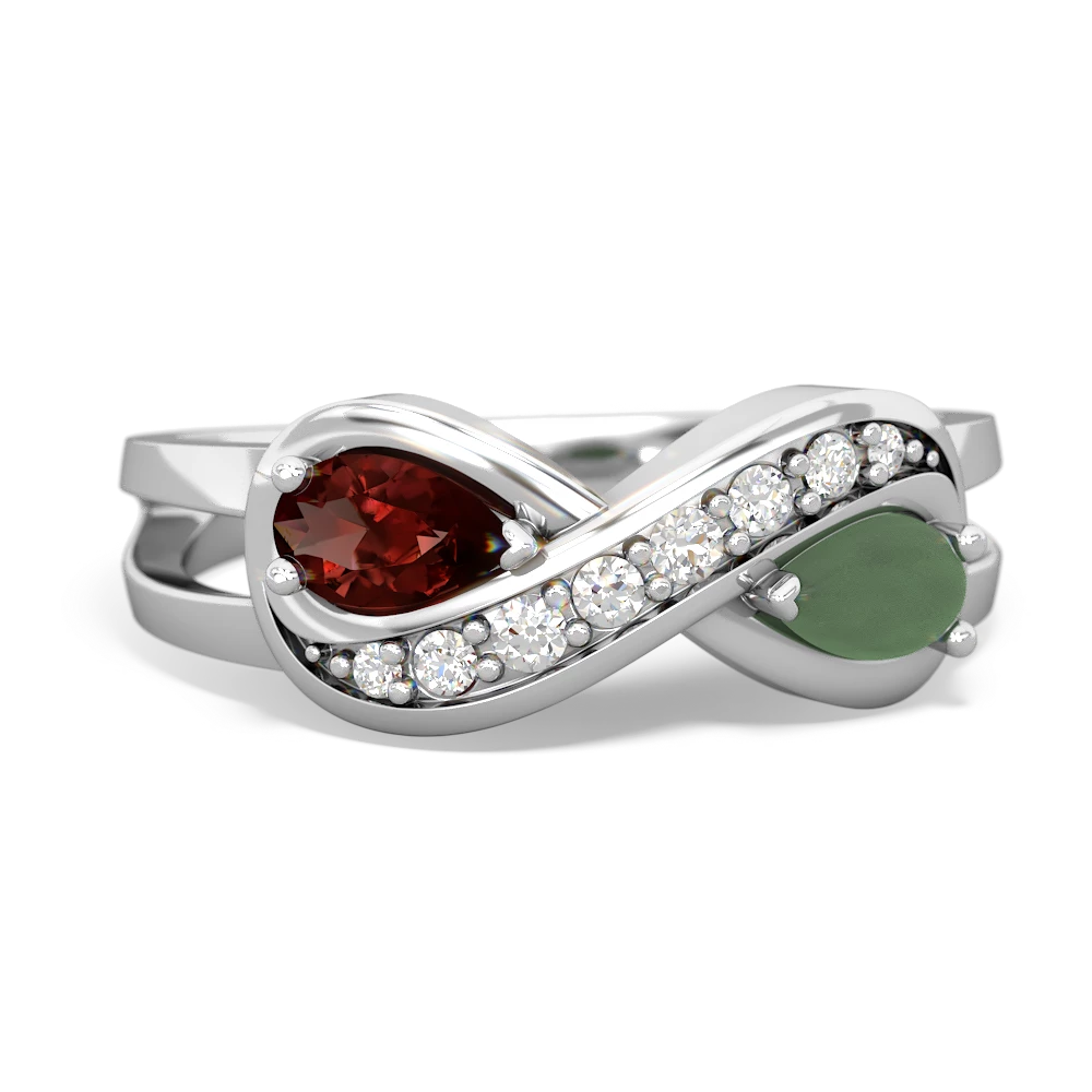 Garnet Diamond Infinity 14K White Gold ring R5390