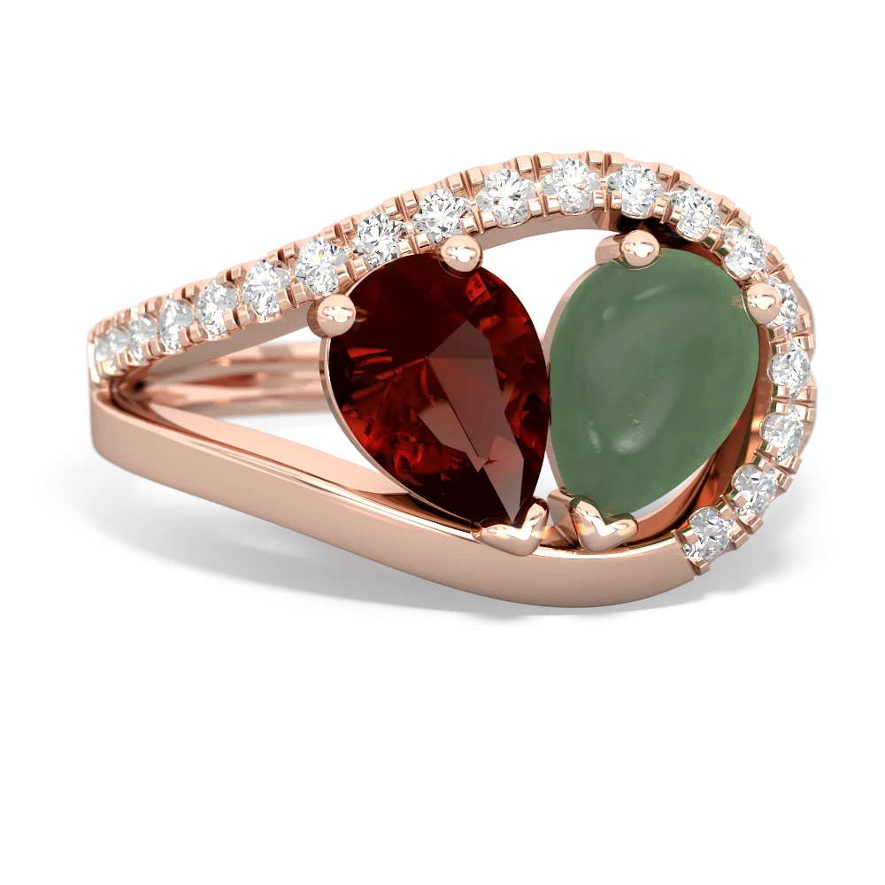 Garnet Nestled Heart Keepsake 14K Rose Gold ring R5650