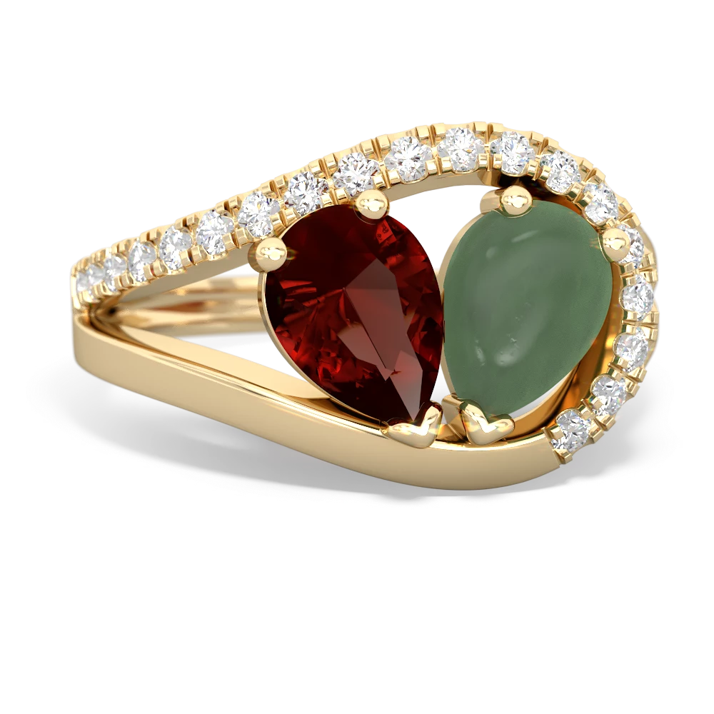 Garnet Nestled Heart Keepsake 14K Yellow Gold ring R5650