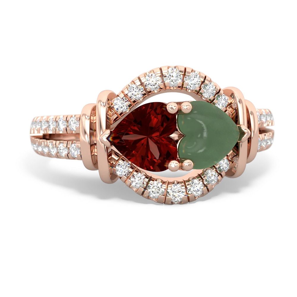 Garnet Art-Deco Keepsake 14K Rose Gold ring R5630