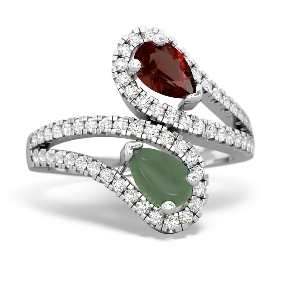 Garnet Diamond Dazzler 14K White Gold ring R3000