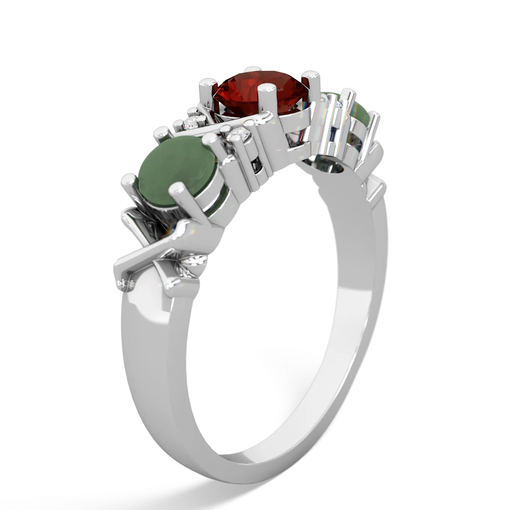 Garnet Hugs And Kisses 14K White Gold ring R5016