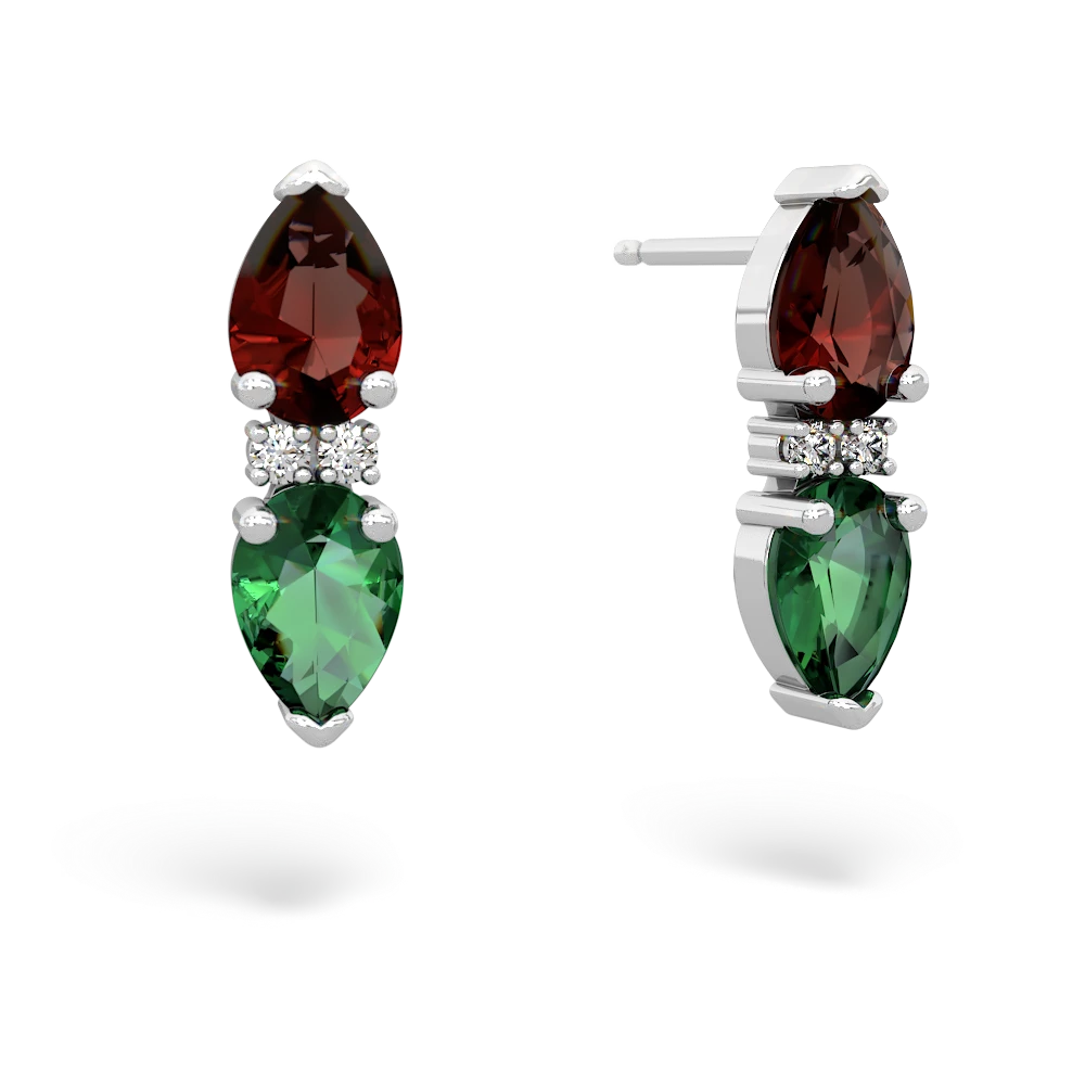 Garnet Bowtie Drop 14K White Gold earrings E0865