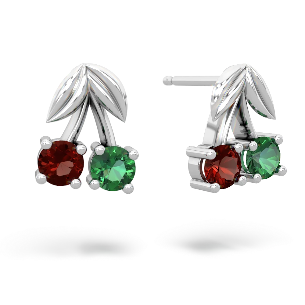 Garnet Sweet Cherries 14K White Gold earrings E7001