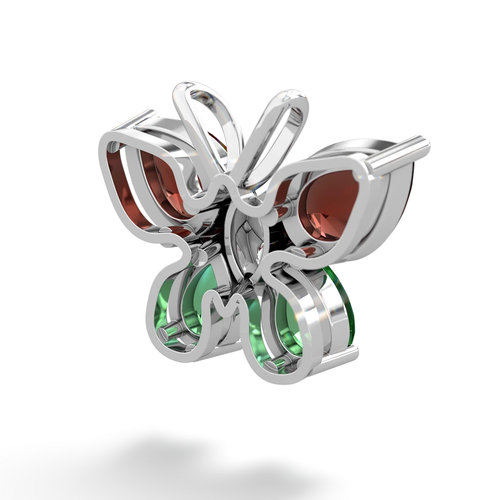 Garnet Butterfly 14K White Gold pendant P2215