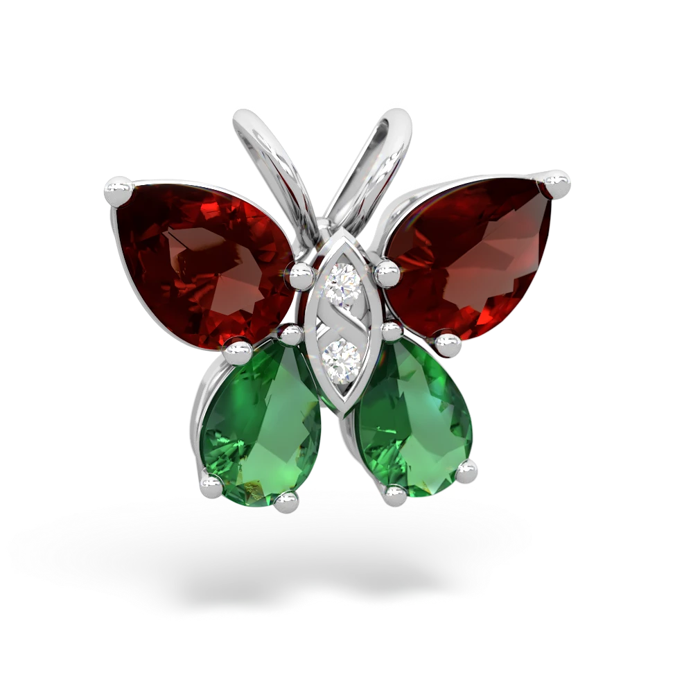 Garnet Butterfly 14K White Gold pendant P2215