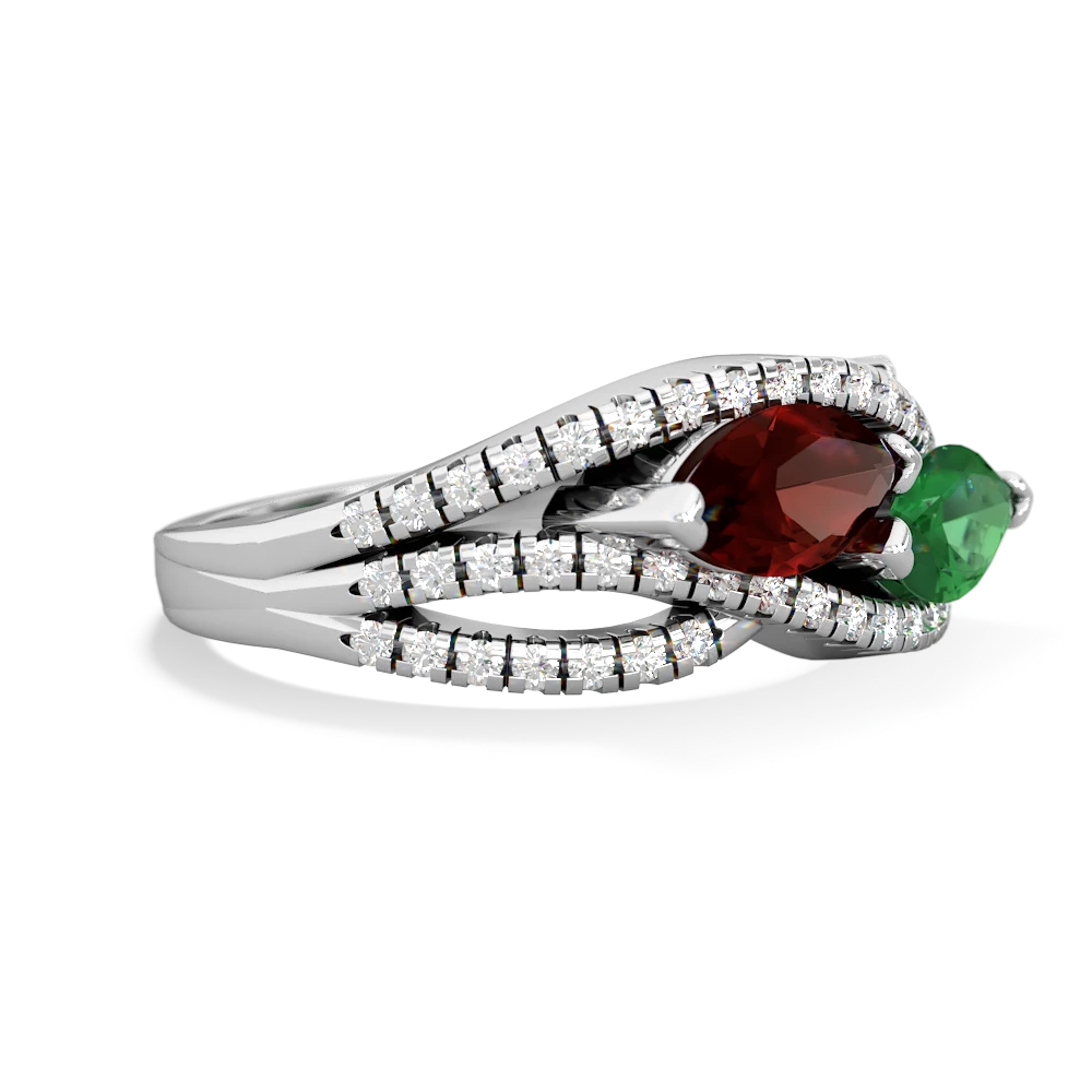 Garnet Diamond Rivers 14K White Gold ring R3070