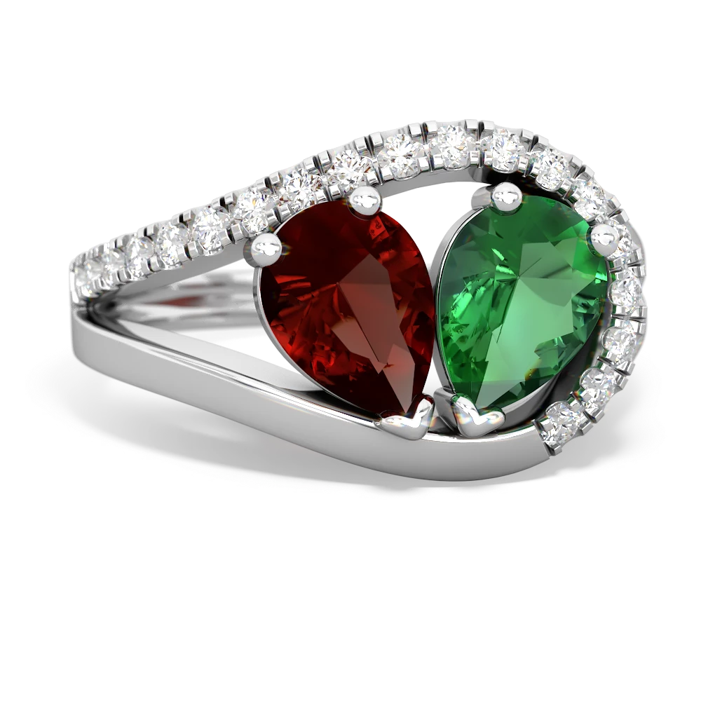 Garnet Nestled Heart Keepsake 14K White Gold ring R5650