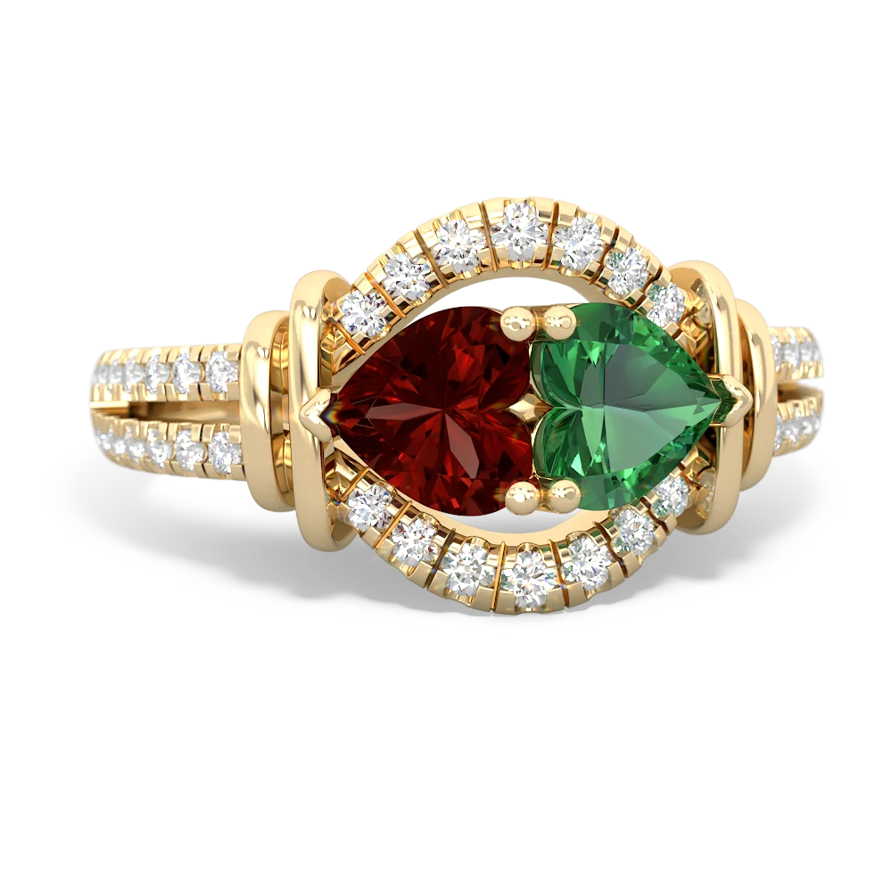 Garnet Art-Deco Keepsake 14K Yellow Gold ring R5630