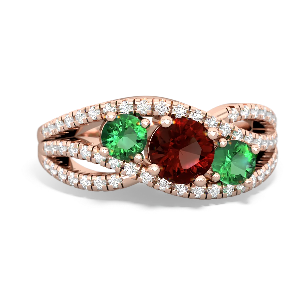 Garnet Three Stone Aurora 14K Rose Gold ring R3080