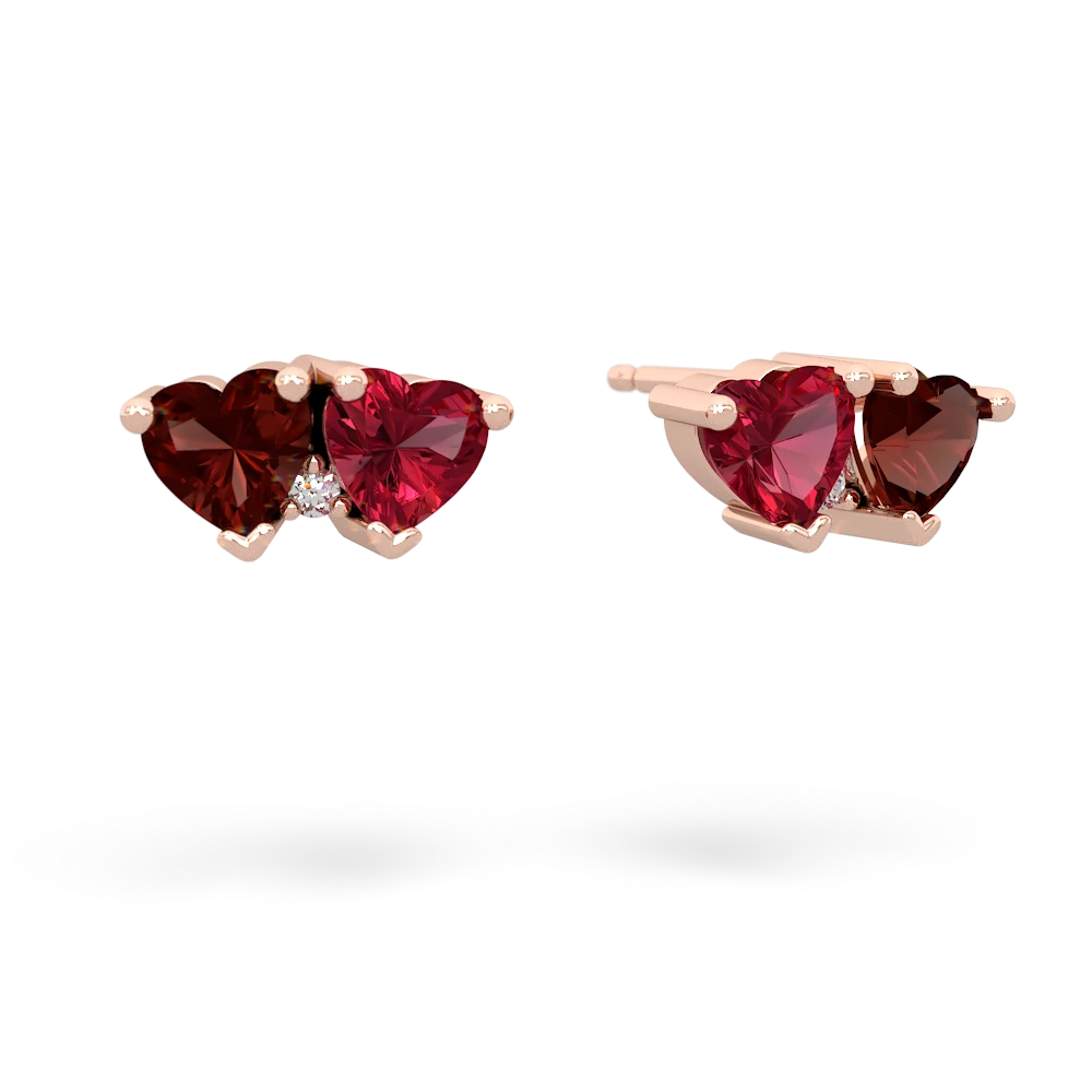 Garnet Sweethearts 14K Rose Gold earrings E5260