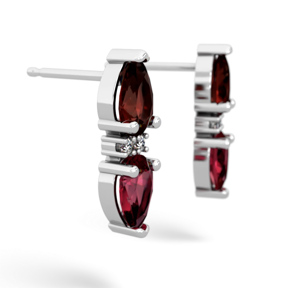 Garnet Bowtie Drop 14K White Gold earrings E0865